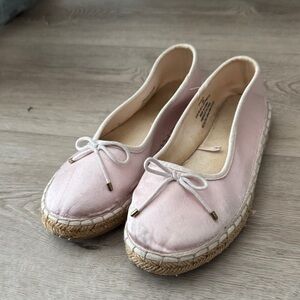 Zara Light Pink Satin Espadrille Flats